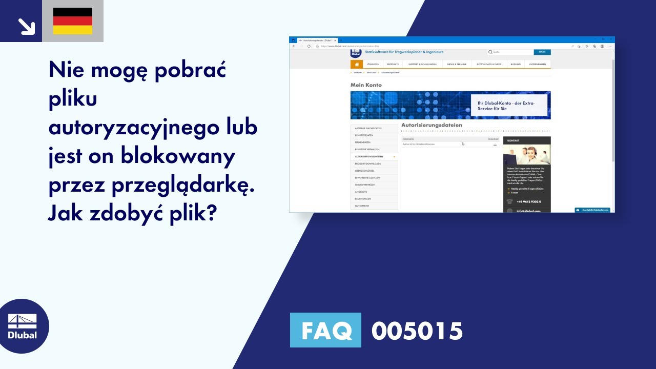 Często zadawane pytania (FAQ) 005015 | Nie mogę pobrać pliku autoryzacyjnego lub jest on blokowany przez przeglądarkę.