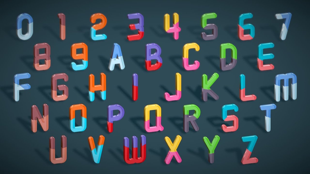 Simple Alphabets Numbers Pack 9 - Stylized Toon Metallic - Kids Learning Kit 3D Model