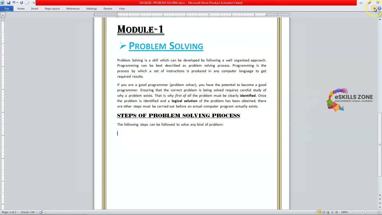 GW BASIC - Lecture 1  Problem Solving INTRO