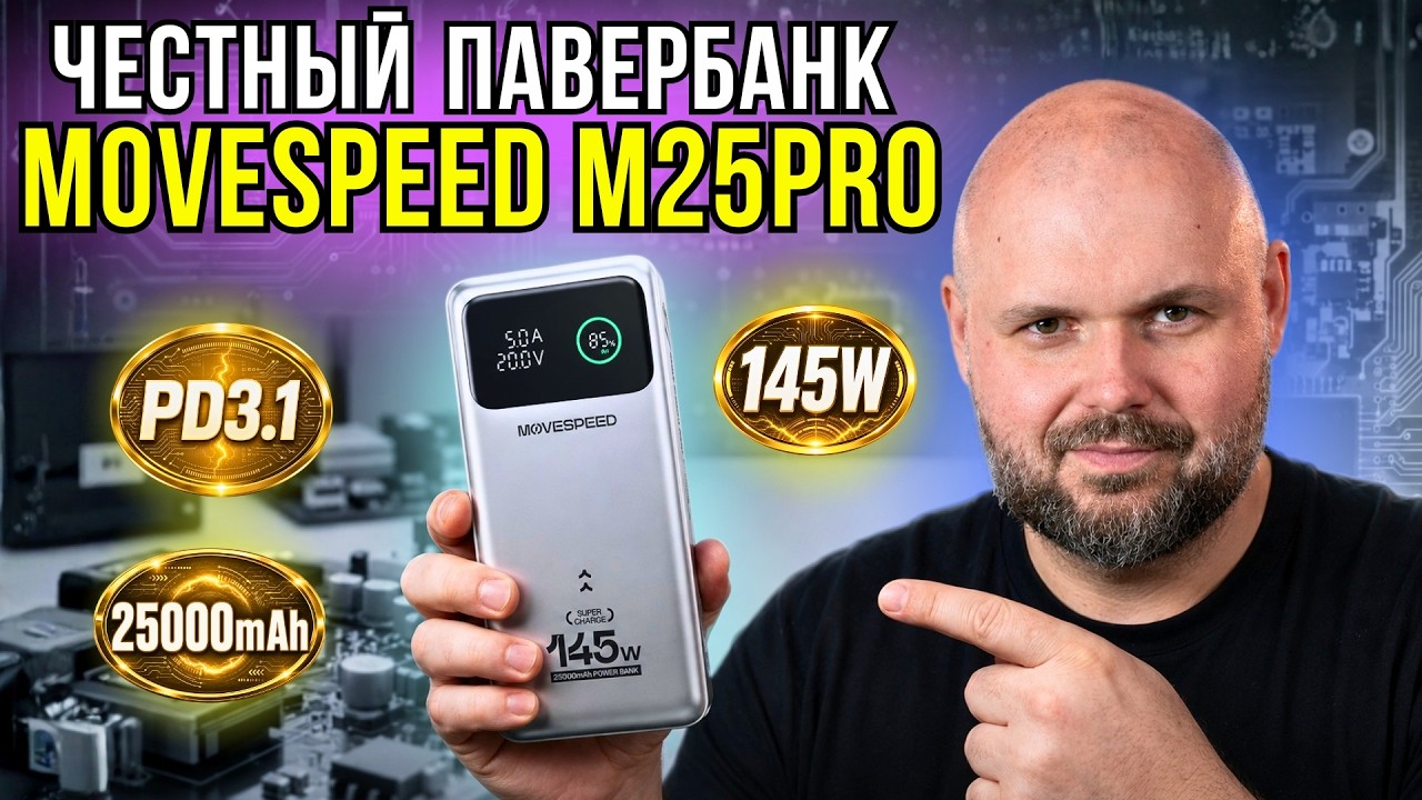 ПОВЕРБАНК MOVESPEED M25PRO: 145W, PD3.1 И 25 000 МА/Ч. ПАВЕРБАНК, КОТОРЫЙ ЗАРЯЖАЕТ ДАЖЕ НОУТБ?