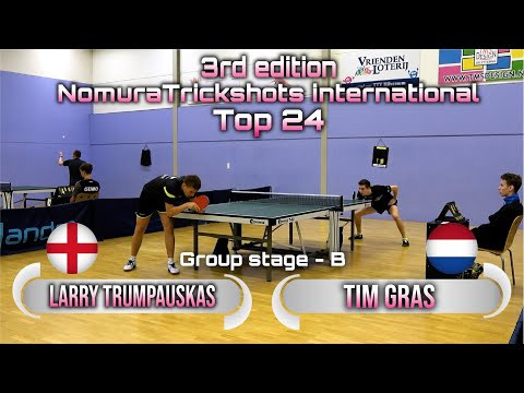 Top 24 Group B Larry Trumpauskas vs Tim Gras - Nomuratrickshots international #tabletennis