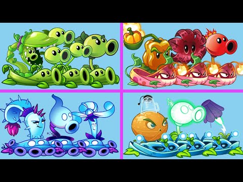 4 Team Plants PEA  vs ELECTRIC vs SHADOW vs FIRE -  Pvz 2 Team Plant vs Team Plant
