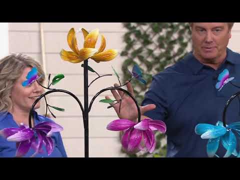 Compass Home Triple Lotus Flower Wind Spinner on QVC