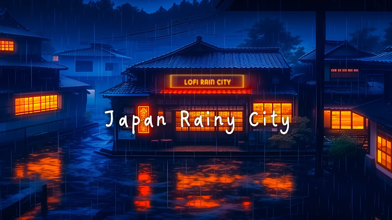 Japan rainy city 🎏🌧️ 90's Lofi City☔ Rainy Lofi Hip Hop 🎶 Lofi Music & Rain Sounds