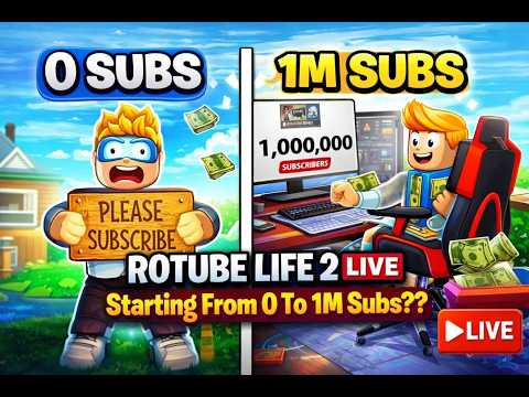 ROTUBE LIFE 2 LIVE 🔴 | Starting From 0 To 1M Subs?? #roblox #livegaming