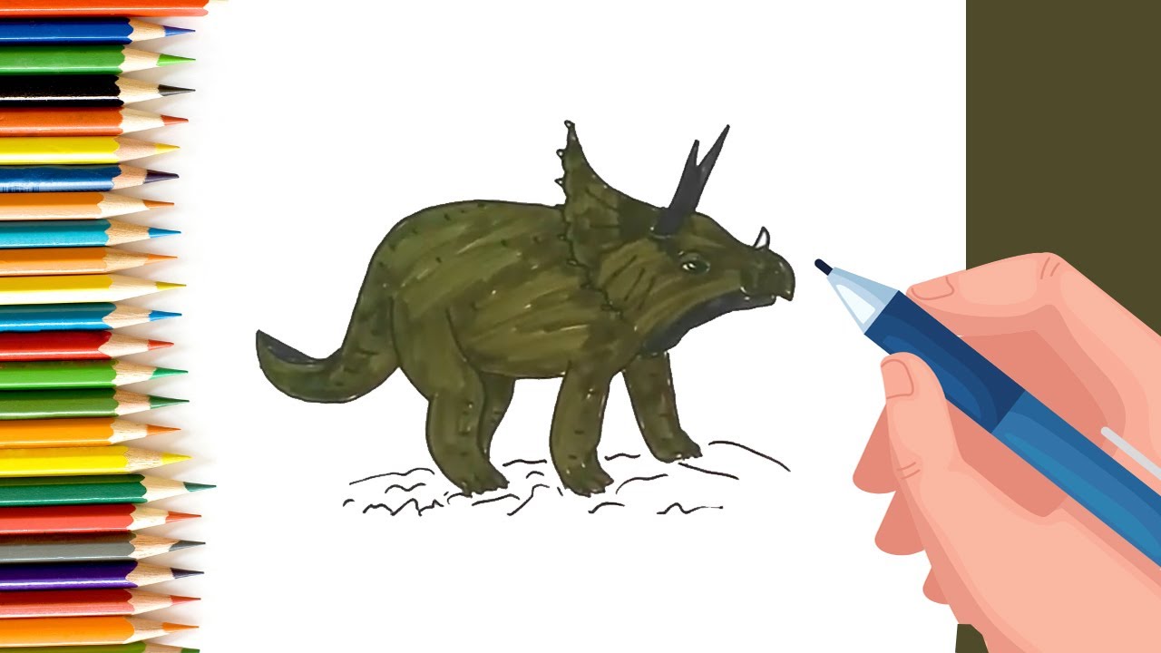 How to Draw a Dinosaur Triceratops - Coloring Pages for Kids to learn colors With Parikshet