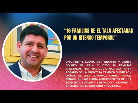 Municipios: 16 familias de El Tala afectadas por un intenso temporal