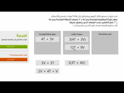 الصف السابع الرياضيات التعابير والمعادلات والمتباينات تفسير التعابير الخطية المثال ٢