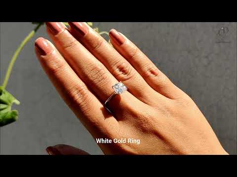 Cathedral Setting Ring, 2.02 CT Cushion Cut Moissanite Solitaire Engagement Ring from Carat Diamond
