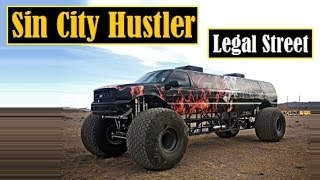 Sin City Hustler, 12 feet tall, 32 feet long, seats 13, and is available for a cool million bucks