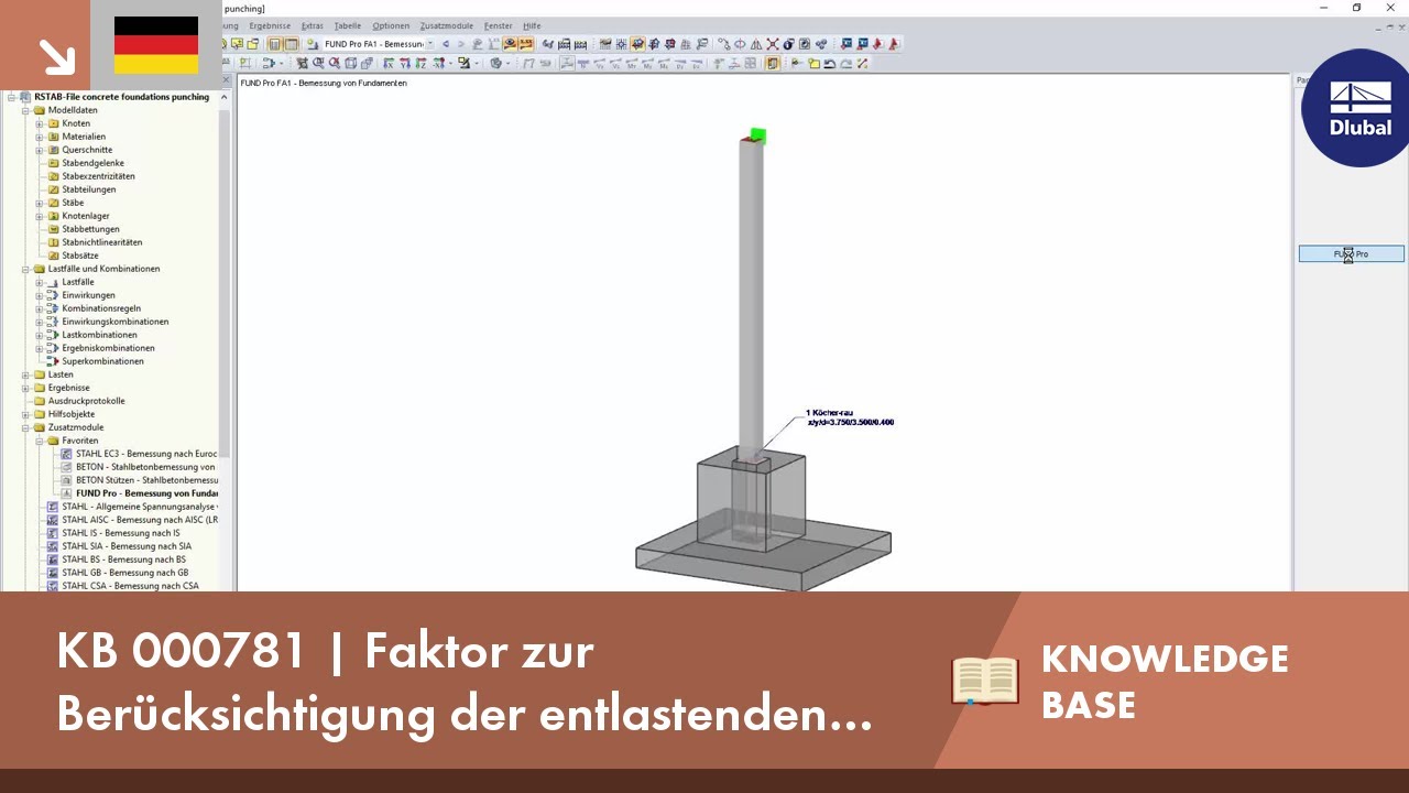 KB 000781 | Faktor zur Berücksichtigung der entlastenden Bodenpressungen