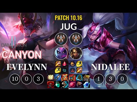 DWG Canyon Evelynn vs Nidalee Jungle - KR Patch 10.16
