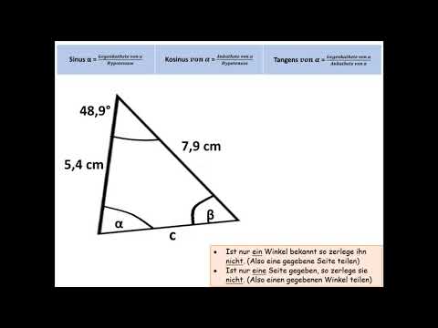 Allgemeine Dreiecke berechnen mit sin, cos und tan
