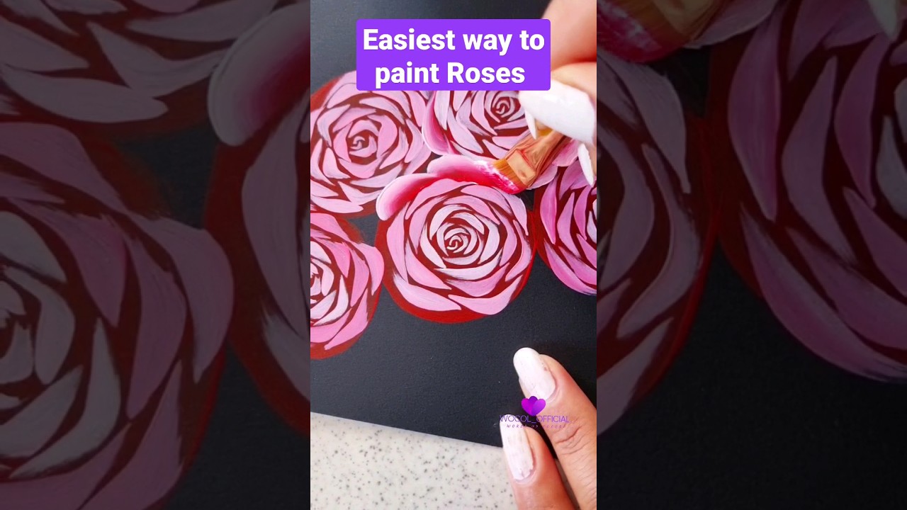 Easy Rose Painting Tutorial #painting #wocol #acrylicpainting #floral #flowerpainting #floraldesign