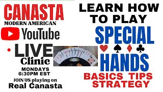 How to Play Canasta Learn Special Hands Live Clinic 2024 5-6 #tutorial #canasta