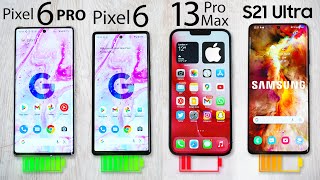 Google Pixel 6 Pro / Pixel 6 vs iPhone 13 Pro Max vs S21 Ultra - Battery Drain Test