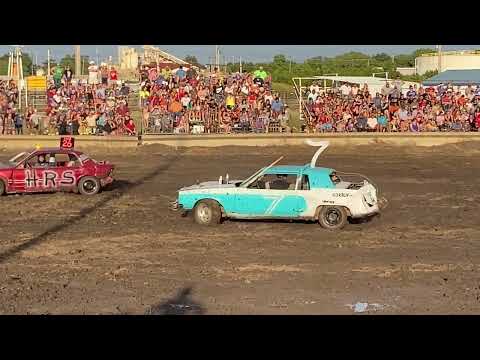 Harvey County Newton KS Demo Derby 2022 Heat 3 Bone Stock