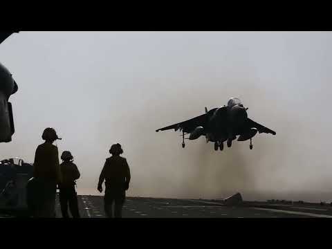 USMC AV-8B Harrier Lands on Deck of the USS Kearsarge