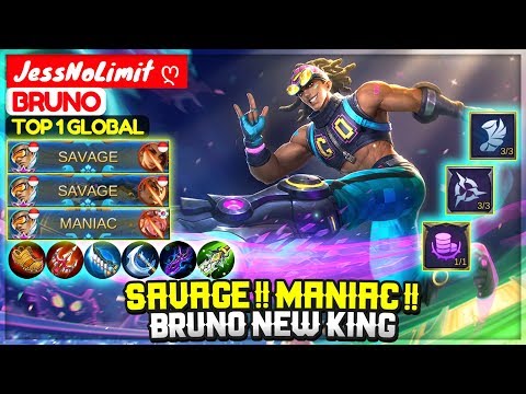 Savage !! Maniac !!, Bruno New King [ Top 1 Global Bruno ] JessNoLimit ღ - Mobile Legends