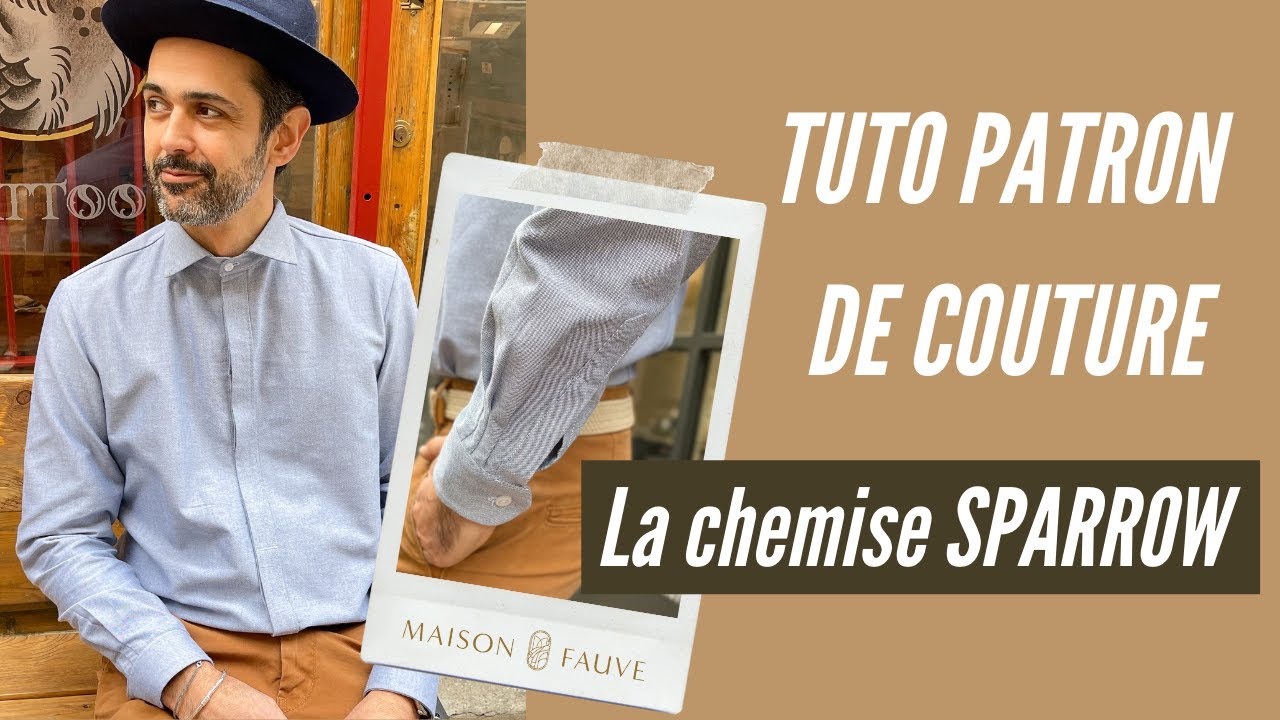 Patron couture chemise homme Sparrow / PDF (A4, A3, A0, US Letter) - Cadres, Calques par Taille, Vidéoprojection