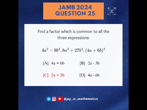 2024 JAMB Mathematics PQ (Q25)