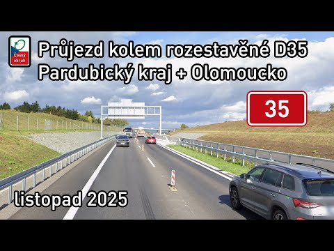 Průjezd kolem rozestavěné dálnice D35 v Pardubickém kraji (11/2025)
