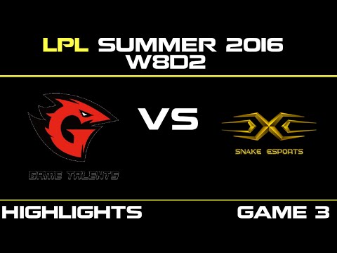 GT vs SS Game 3 Highlights Tencent LPL Summer 2016 W8D2 Game Talents vs Snake   GT vs SS   LPL LOL