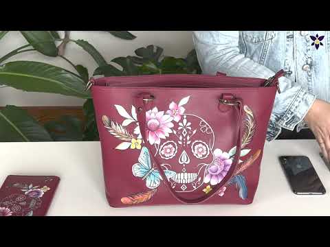 Tour the Perfect Double Handle Large Tote - Anuschka Day of The Dead Chili Tote.