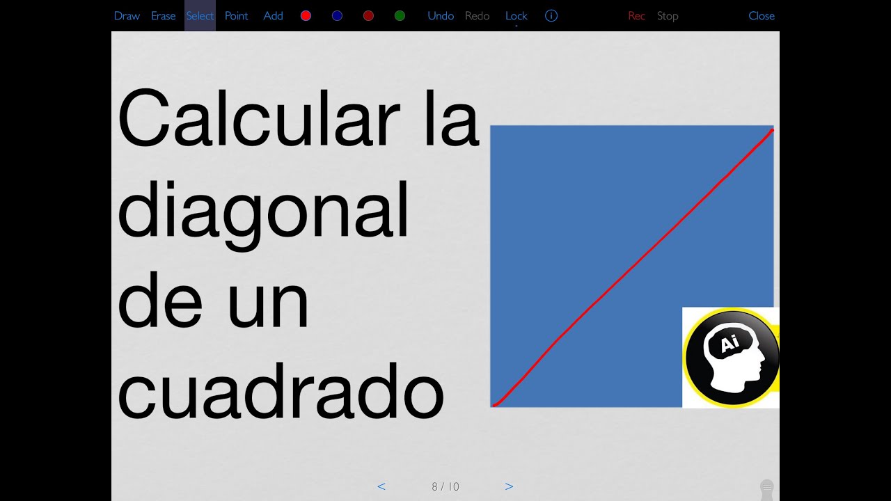 Calcular la diagonal de un cuadrado cuyo lado mide 2 cm.
