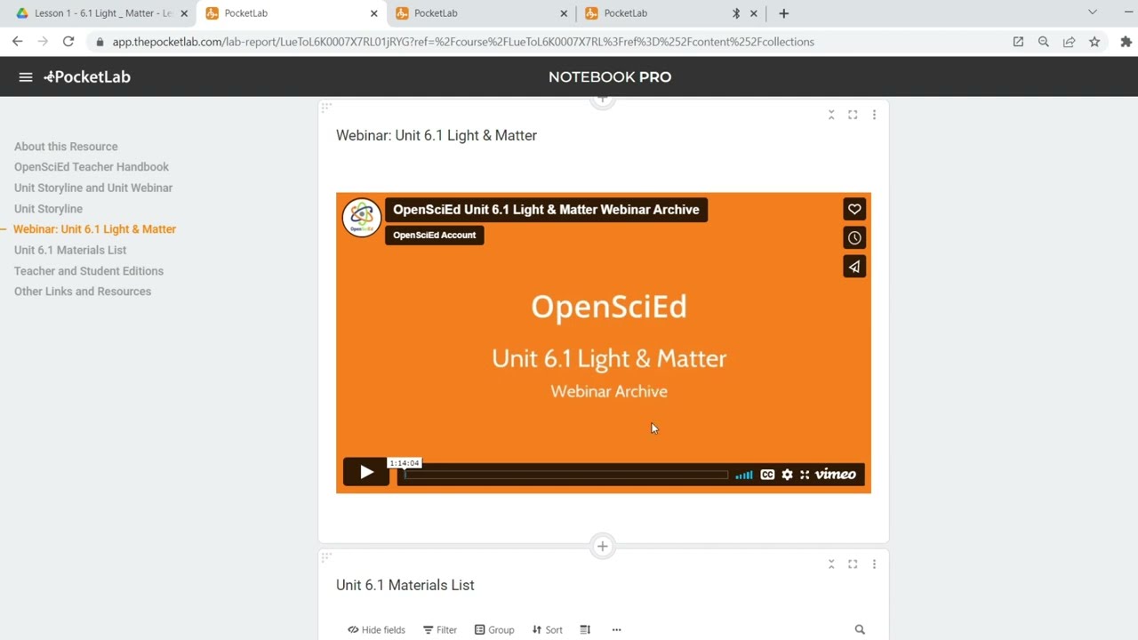 Using OpenSciEd with PocketLab Notebook