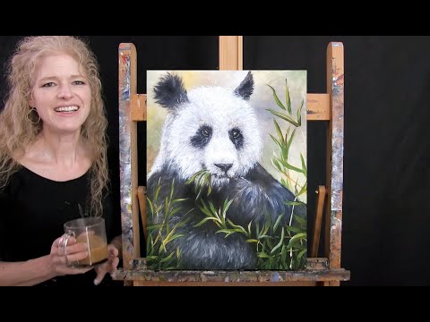 Learn How to Paint BAMBOO PANDA with Acrylic - Paint and Sip at Home - Fun Step by Step Tutorial