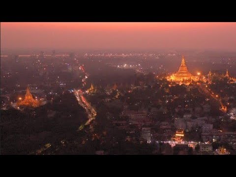 Pagode Shwedagon Yangon visto do céu 2020. La Birmanie vue du ciel