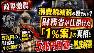 【政界激震】消費税減税の裏で何が？財務省が仕掛けた「1％案」の真相と5兆円財源を徹底解説