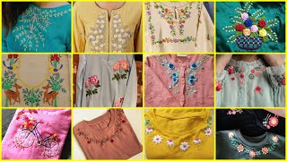2026 hand embroidery designs for dresses / neckline embroidery / summer dresses / hand embroidered