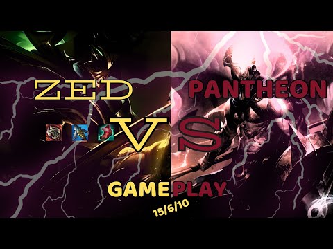 Zed vs Pantheon mid Gameplay - League of Legends showdown