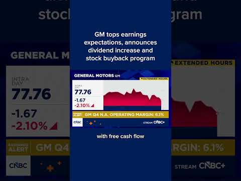 GM tops earnings expectations, announces dividend increase and stock buyback program