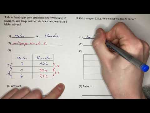 Dreisatz für die proportionale und antiproportionale Zuordnung