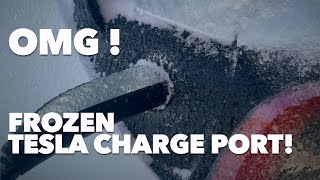 Frozen Tesla Charge Port !