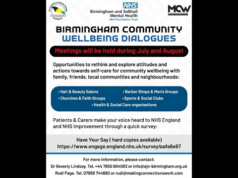 PCREF Film Birmingham Community Wellbeing Dialogues featuring  ALPHA Barbers ( BSMHT, AJN & MCW)