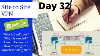 #PaloAltoTraining | DAY 32 | How to Configure Site to Site VPN with Certificate | Troubleshooting