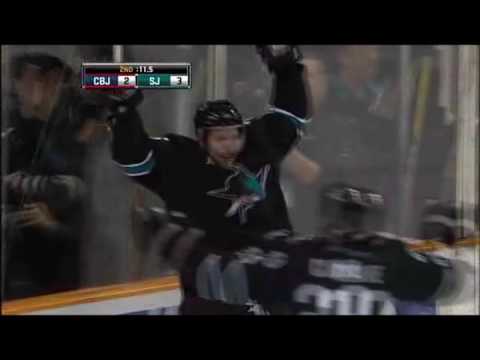 Dany Heatley Hat trick Columbus @ San Jose 10/8/2009