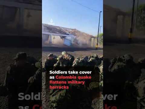 Soldiers take cover as Colombia quake flattens military barracks
