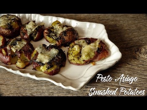 Pesto Asiago Smashed Potatoes | Smash 'em up!