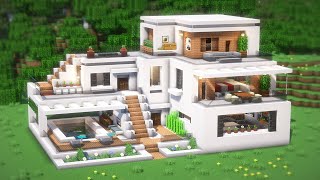 Minecraft: How To Build a Modern House Tutorial(#44) | 마인크래프트 건축, 모던하우스, 인테리어
