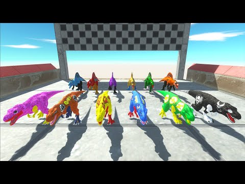 6 T-rex vs 6 Spinosaurus Dc Marvel Superhero Champion Race Hunting found Jurassic world evolution