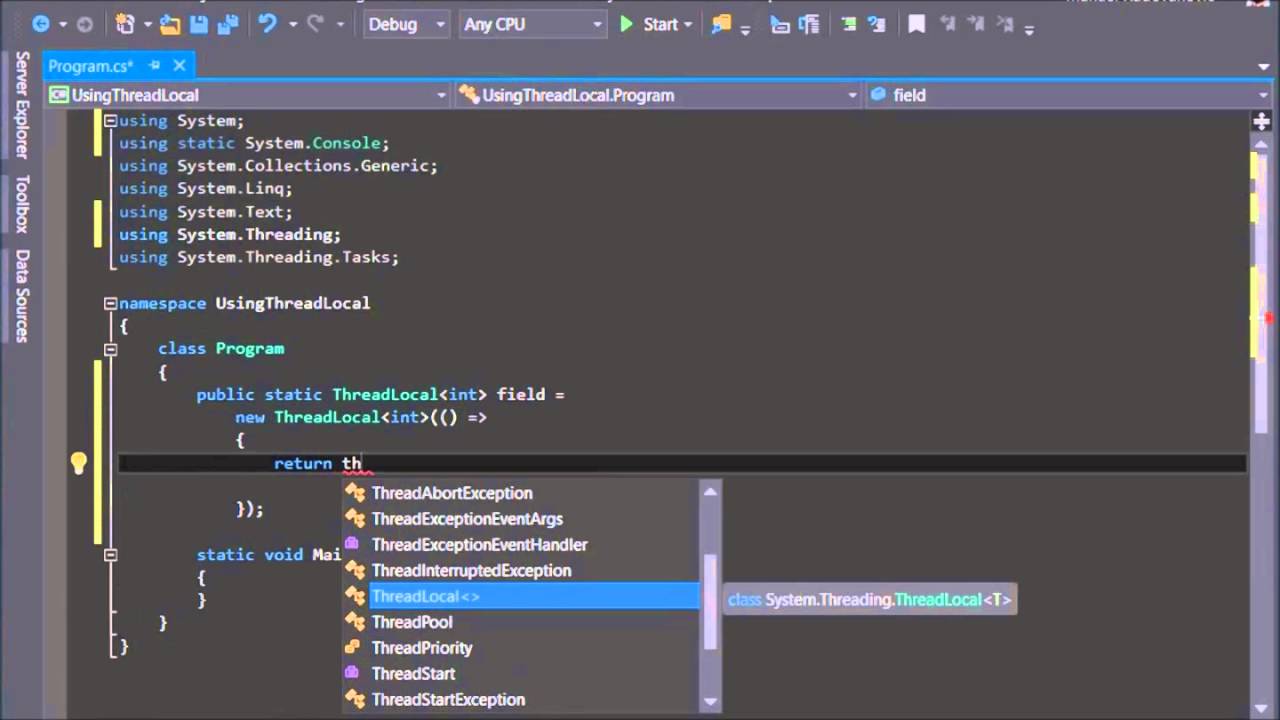 C# 6.0 Tutorial - Advanced - 11. ThreadLocal
