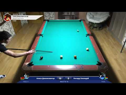 Challenge Match (Belarus) #9 - Alisa Dianisevichus vs Richard Halliday - 9 ball - |15.11.2020|