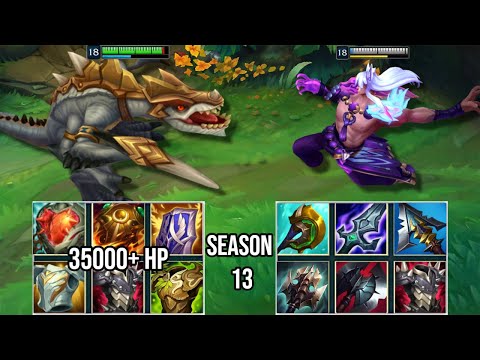 35K HP CHO'GATH vs SETT SEASON 13 FULL BUILD FIGHTS & Best Pentakills!