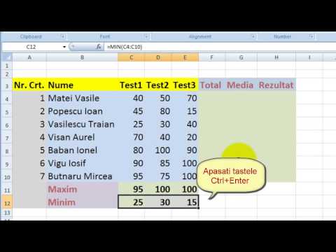 Functii logice Excel - aplicatie care utilizeaza functiile sum, min, max,average si if