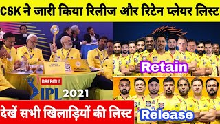 IPL 2021 : CSK Announce Release & Retain Player List | Chennai Super kings Team For IPL 2021